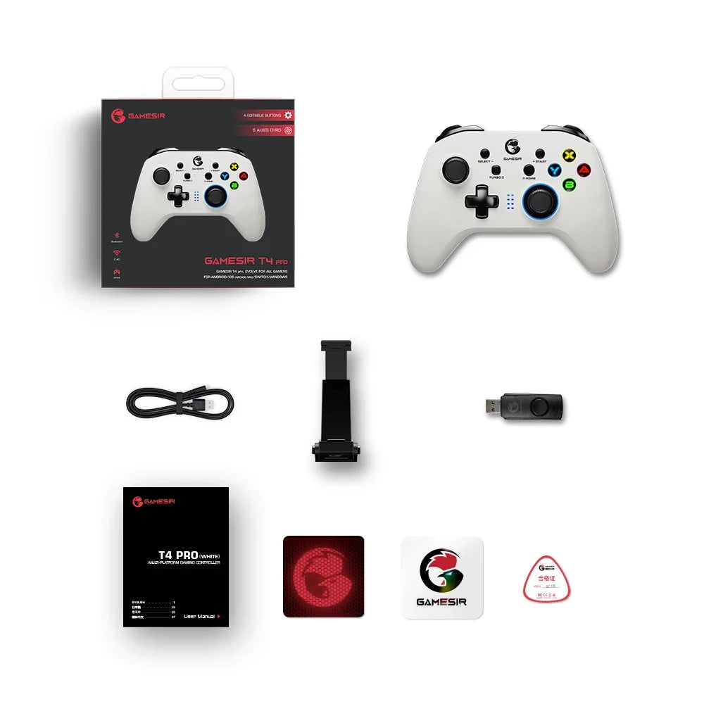 GameSir T4 Pro White Bluetooth Controller for Switch, PC, Phone