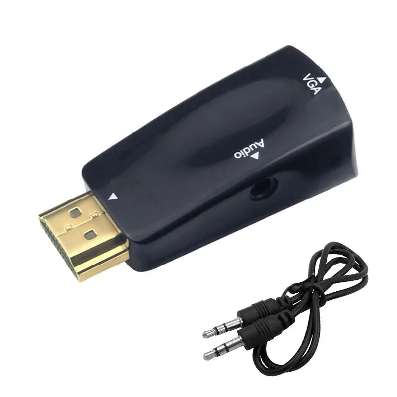 1-5pcs HDMI-compatible to VGA Cable Converter Male To Famale Converter Adapter 3.5mm Jack Audio HD 1080P For PC Laptop Tablet