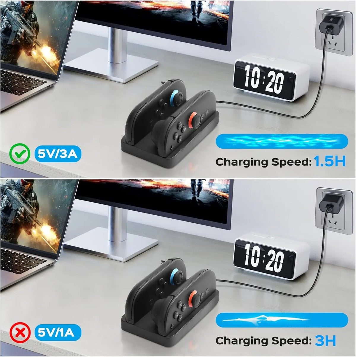 Charging Dock for Nintendo Switch 2 Joycons Dock Charger Stand Station with LED Indication USB Type-C Charger Cable for Switch 2