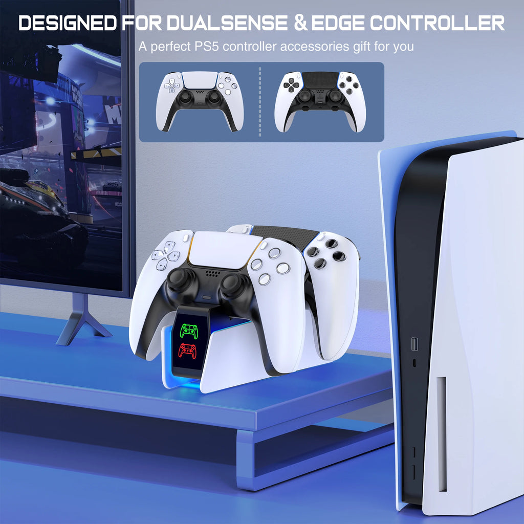 DinoFire Charger for PS5 Controller DualSense Charging Station Dual Charging Dock Charger Stand for PlayStation 5 Controllers