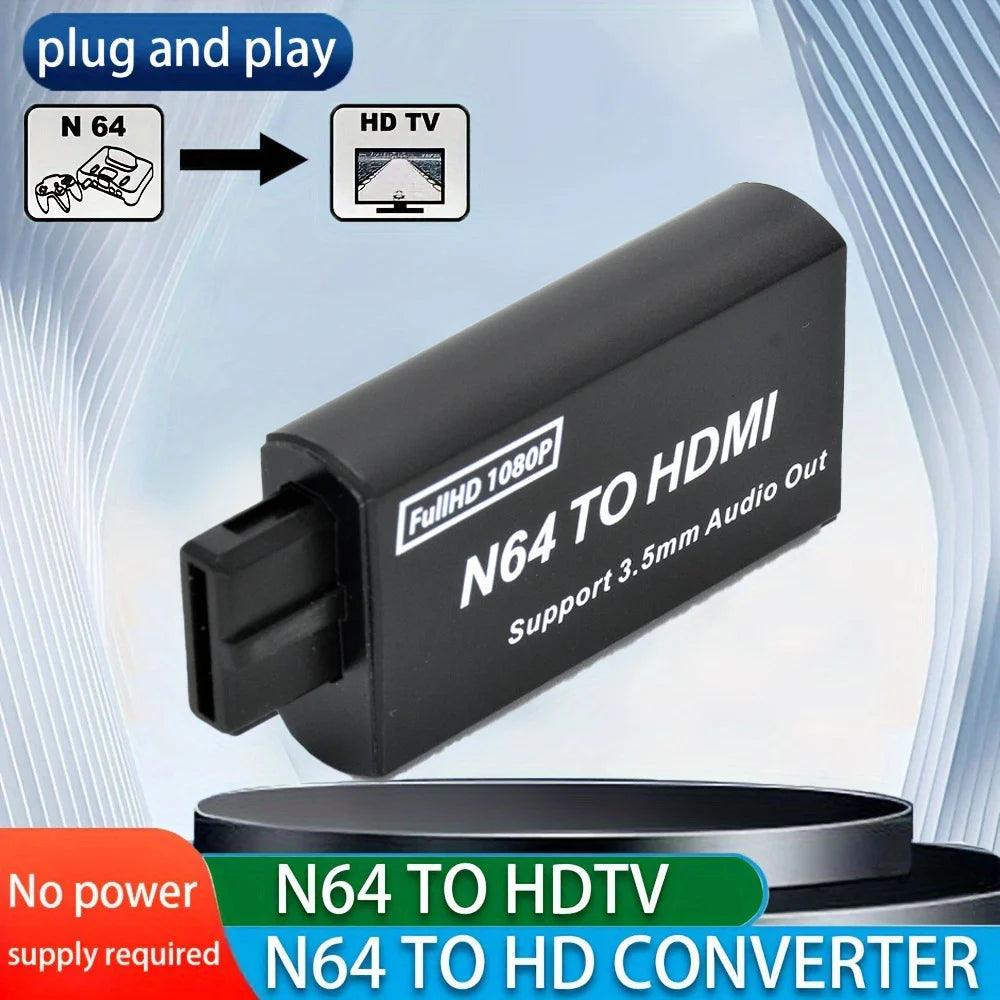 Game Console N64 To HDMI-compatible Converter Adapter 1080P Plug-and-Play for Nintendo N64/SNES/NGC Support 3.5mm Audio Output