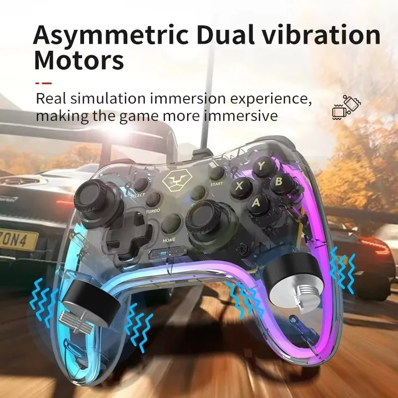 Aolion RGB Wired Gamepad Controller Multi-Use Gaming Controller with Vibration Motor for Ninten-do Switch PC PS3
