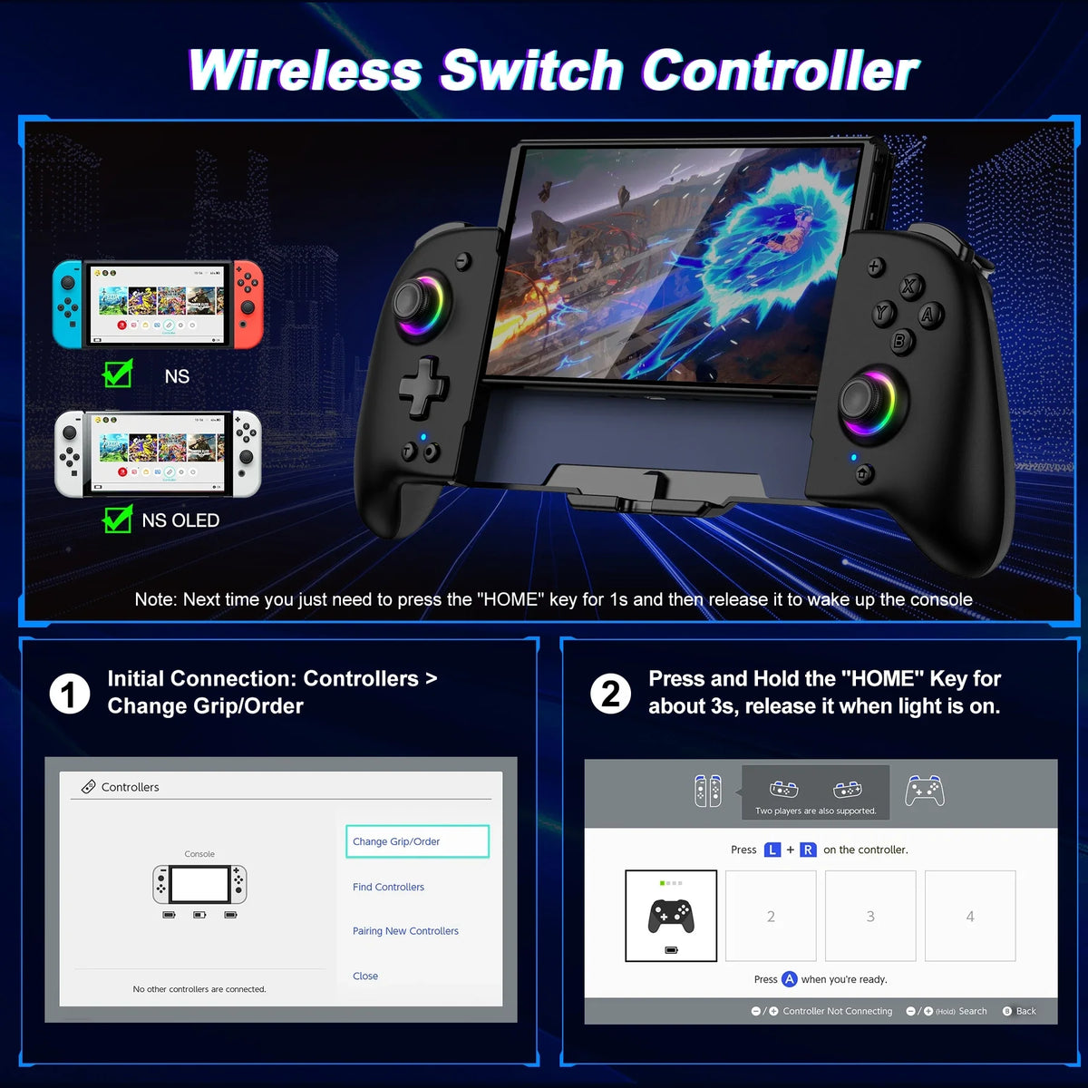 BEBONCOOL Wireless Switch/Switch OLED Controller, No Deadzone