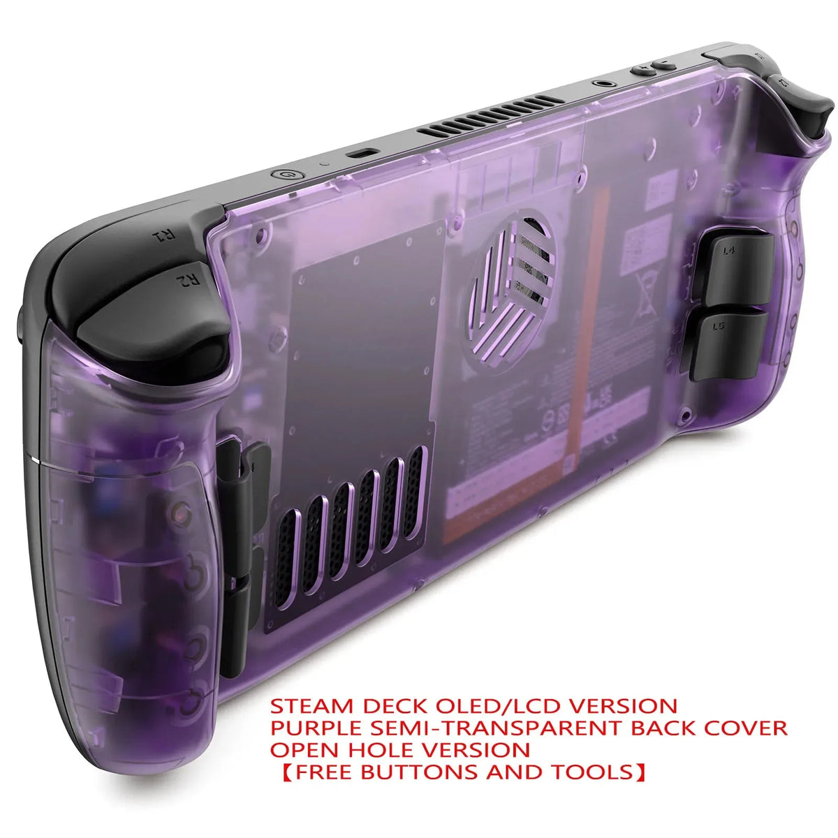 JSAUX Steam Deck Transparent Rear Cover, Open Hole, OLED/LCD