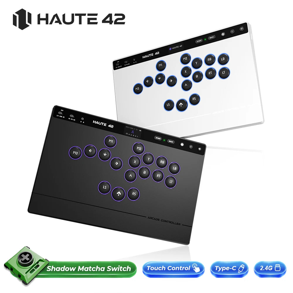 Haute42 W-P1 Tri Mode 2.4G Wireless Touch Screen Leverless Hitbox Controller For PC/PS4/PS5/Switch Stickless Arcade Controller