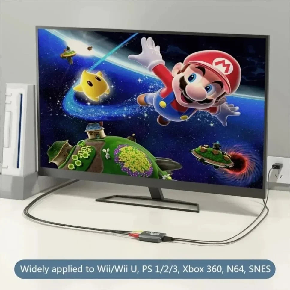 HD 1080P AV to HDMI RCA To HDMI Composite Adapter Converter With USB Cable CVBS AV Adapter For N64 Wii PS1/2/3 Xbox One SNES etc