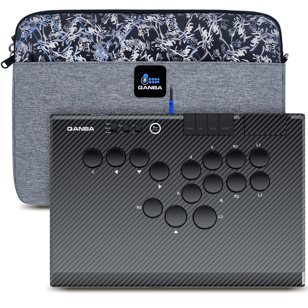 Qanba Ruby Leverless Arcade Super Wireless Arcade Controller 2.4G Wireless Connection Storage Bag for Android PC Steam