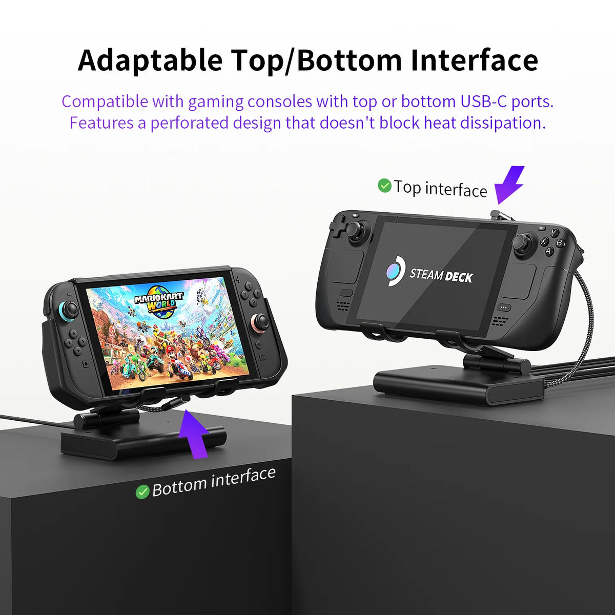 100W Switch 2 Docking Station with Dual Cooling Fan 4K 60Hz HDMI 1000Mbps Ethernet Port For Dock ROG Ally Ally X Steam Deck