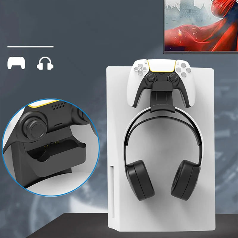 PS5 Controller Charging Dock and Headphone Holder 2-in-1