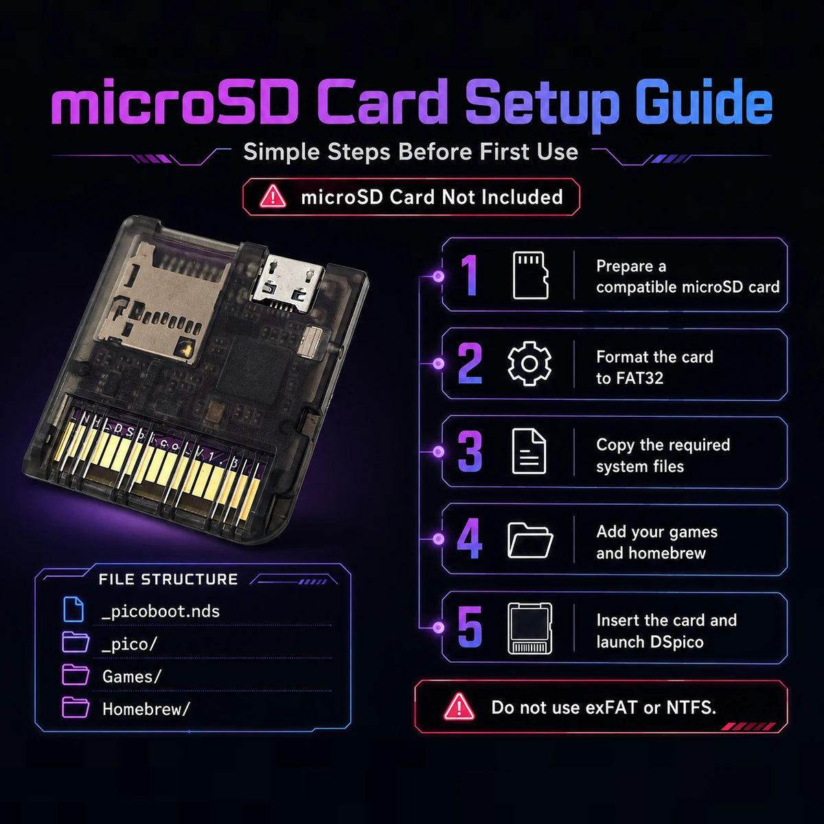 DSpico V1.3 Open-Source Flash Cart 32Mbit RP2040 for NDS/DSi/3DS