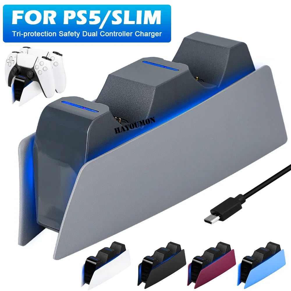 5 COLORS For PS5 Controller Charging Dock Dual Fast Charger Station for PS5 Type-C & PS5 Edge Game Controller w LED Indicator