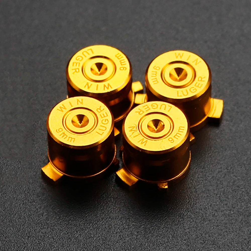 PS4 Thumb Grip Metal Thumb Grips Aluminum Replacement ABXY Bullet Buttons Thumbsticks Chrome D-pad for PS4 SLIM PRO Controller