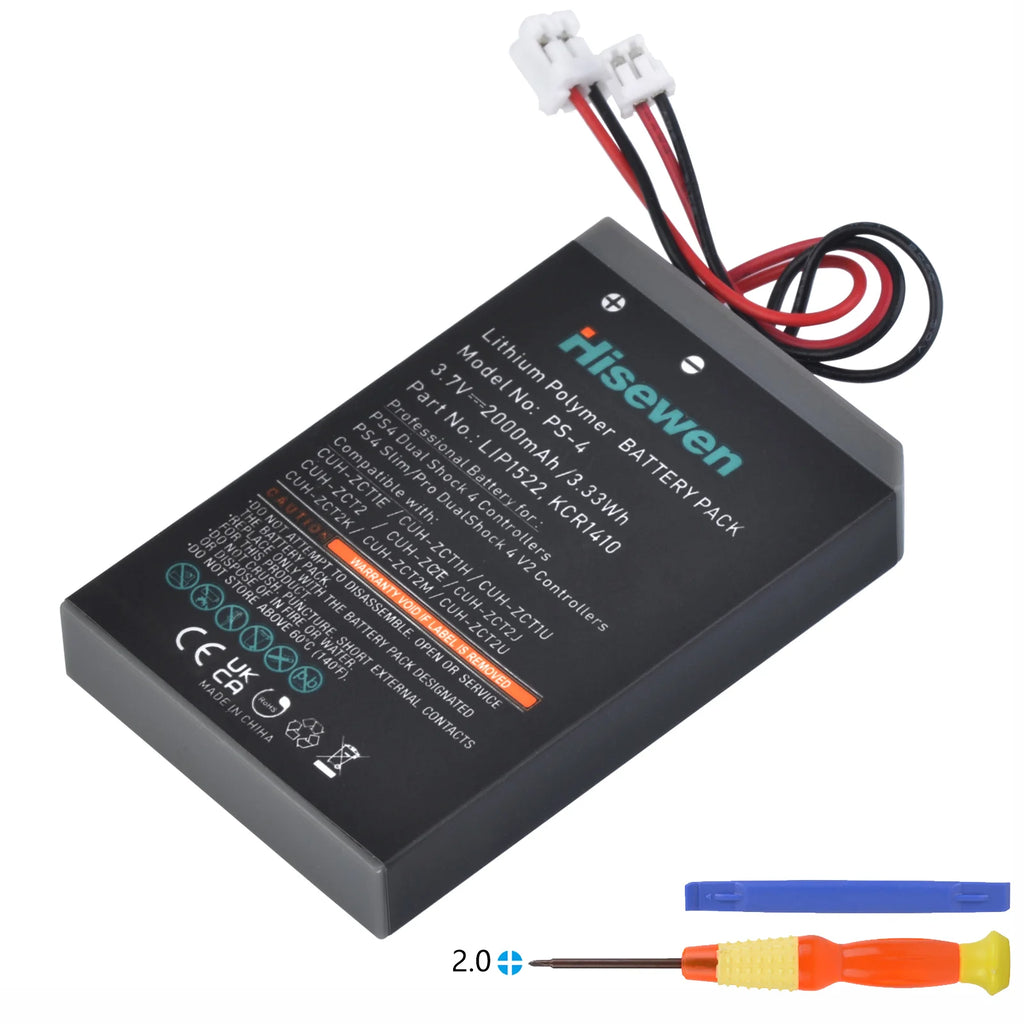 Hisewen 2000mAh PS4 Controller Battery for DualShock 4 V1/V2