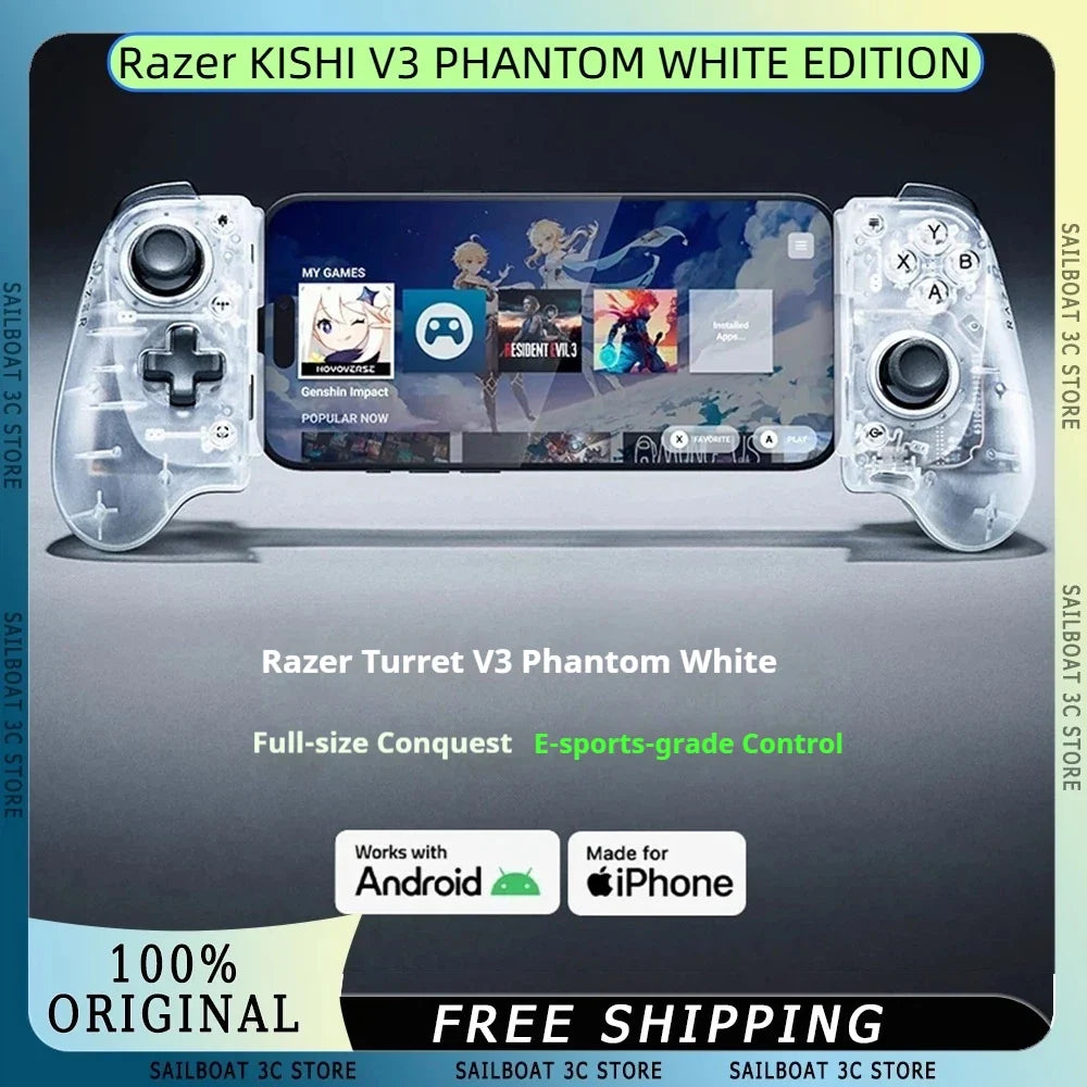 Razer Kishi V3 Phantom White Mobile Controller, TMR Sticks