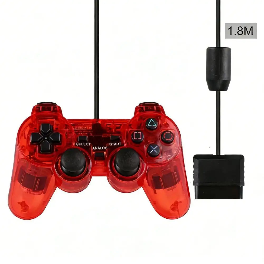 Wired Gamepad Controller for PS1/PS2/PS2 Slim Console Transparent Dual Motor Vibration Joypad Joystick Gaming Accessories