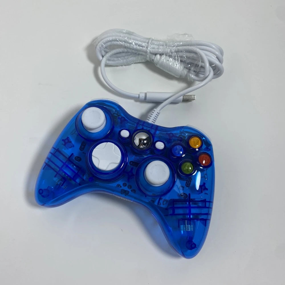 Quality USB Wired Controller Gamepads for Xbox 360 Transparent Shell Joystick Gamepad For Windows PC Computer With LED Light