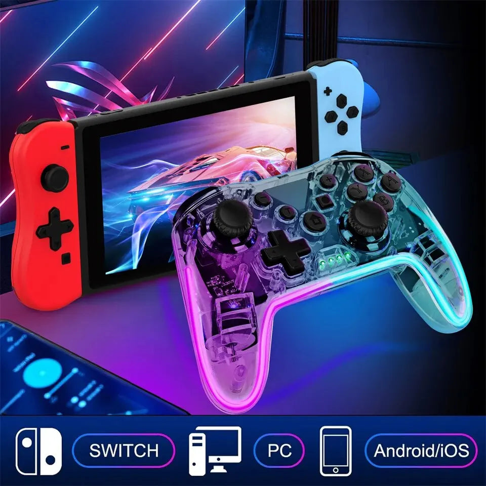 GAMINJA MG35 Wireless Gamepad RGB Light Bluetooth Controller For Nintendo Switch PS3 Smart Phone PC Joystick With Phone Holder