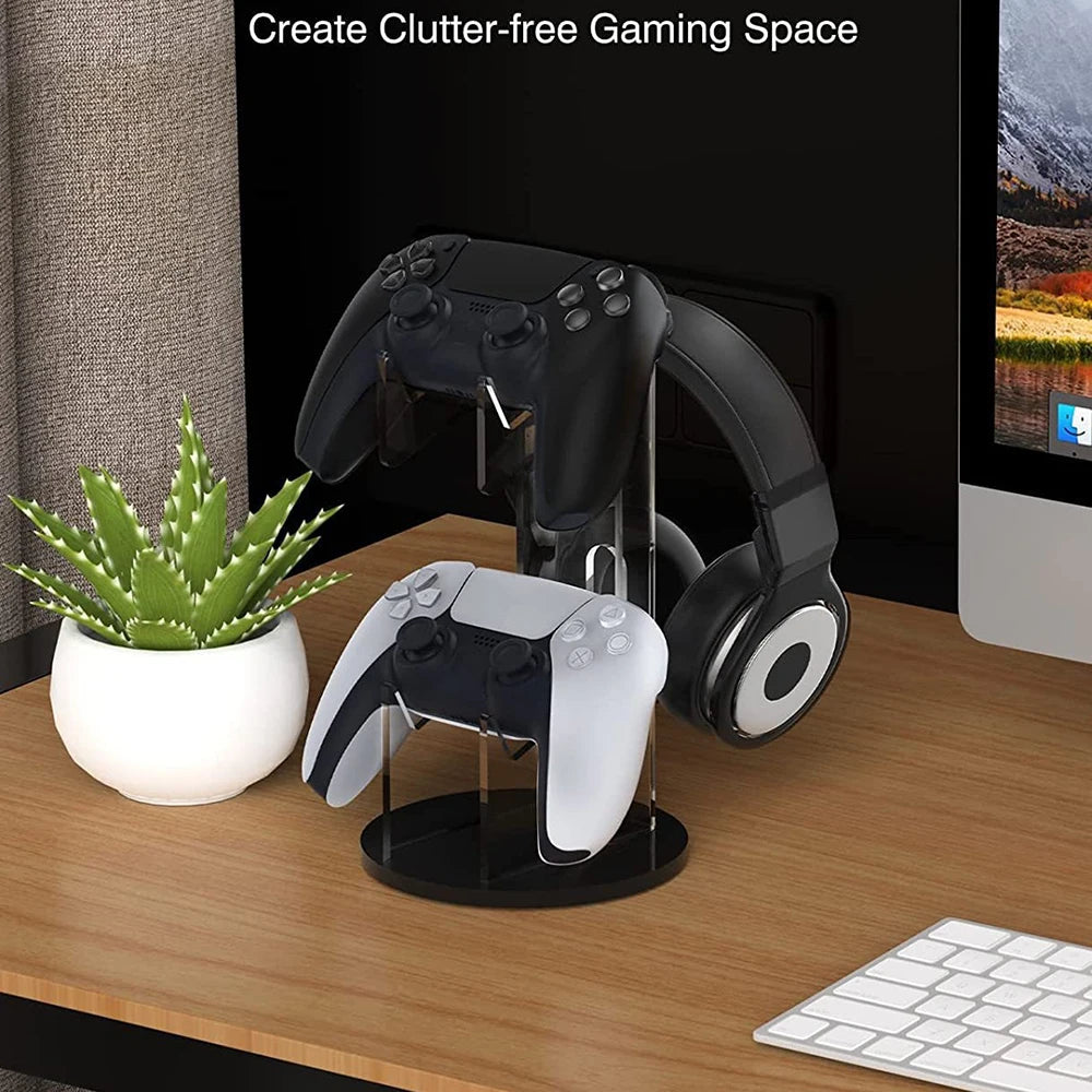 Universal Game Controller & Headset Stand for PS4 PS5 Xbox Gamepad Holder Acrylic Rack for Playstation 5 Joystick Headphone