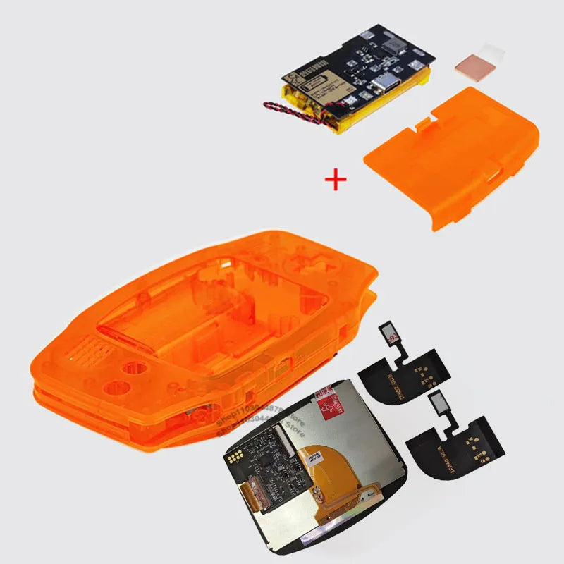 IPS V4 Pre Laminated Screen LCD Shell Kits 1800mAh Built-in Lithium Battery with Type C Charging Port Battery Cover For GBA
