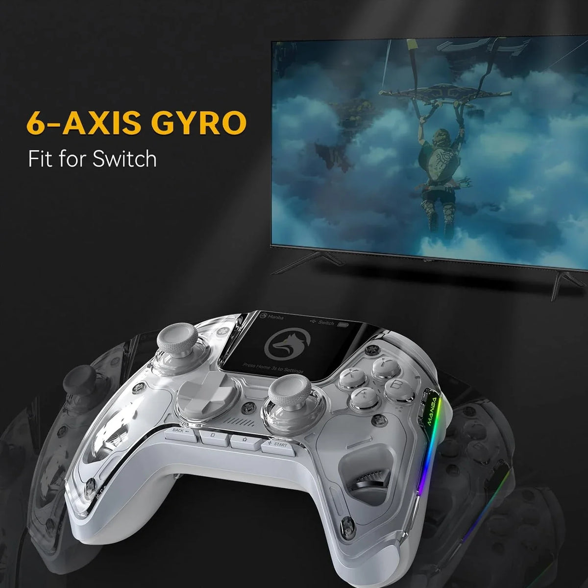 MANBA ONE 50 Wireless Controller with 2 Inch Screen, Hall Stick