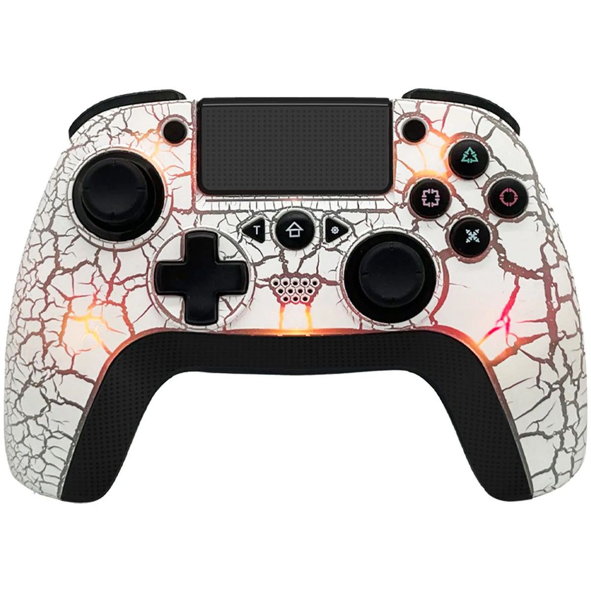 NEW Q600 Wireless Controller for PS4, Wireless Remote Gamepad with Unique Cracked Design/8 Adjustable LED Colors