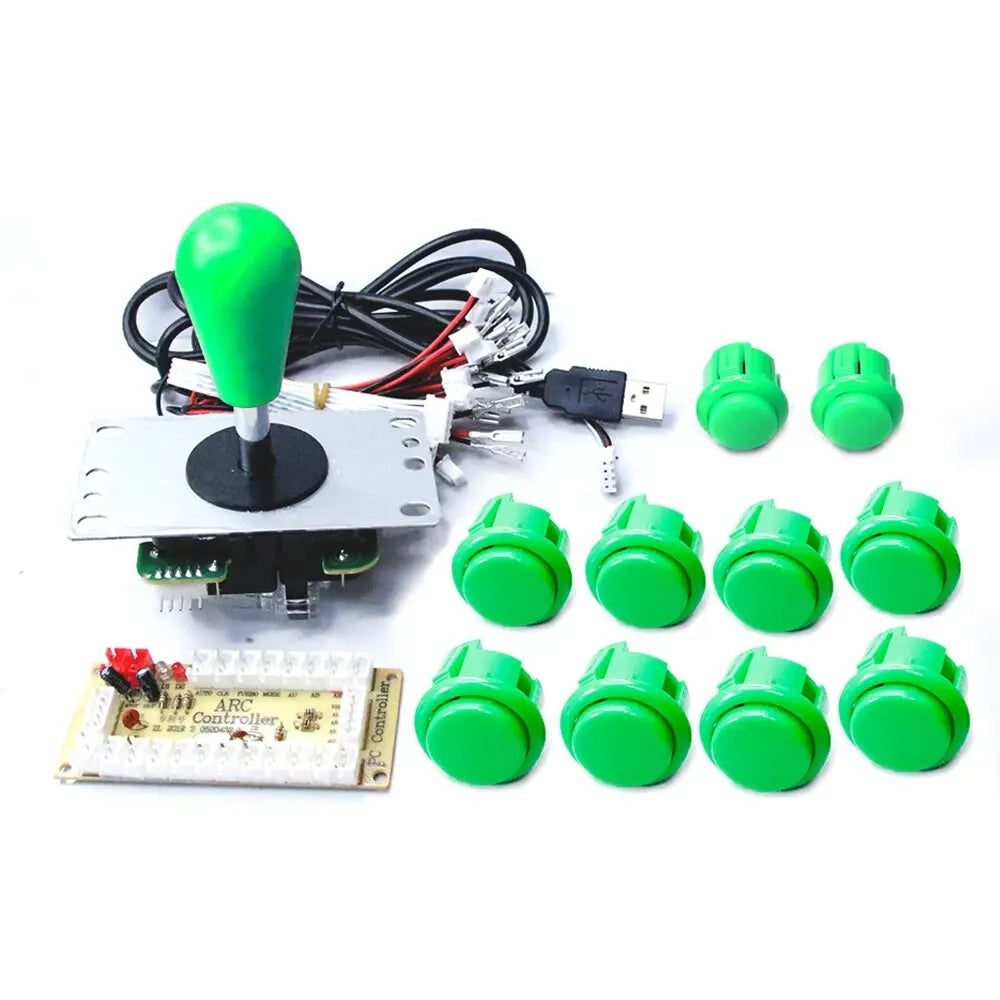 Arcade DIY Kit 8-Way Joystick Buttons USB Encoder, 1P/2P for PC