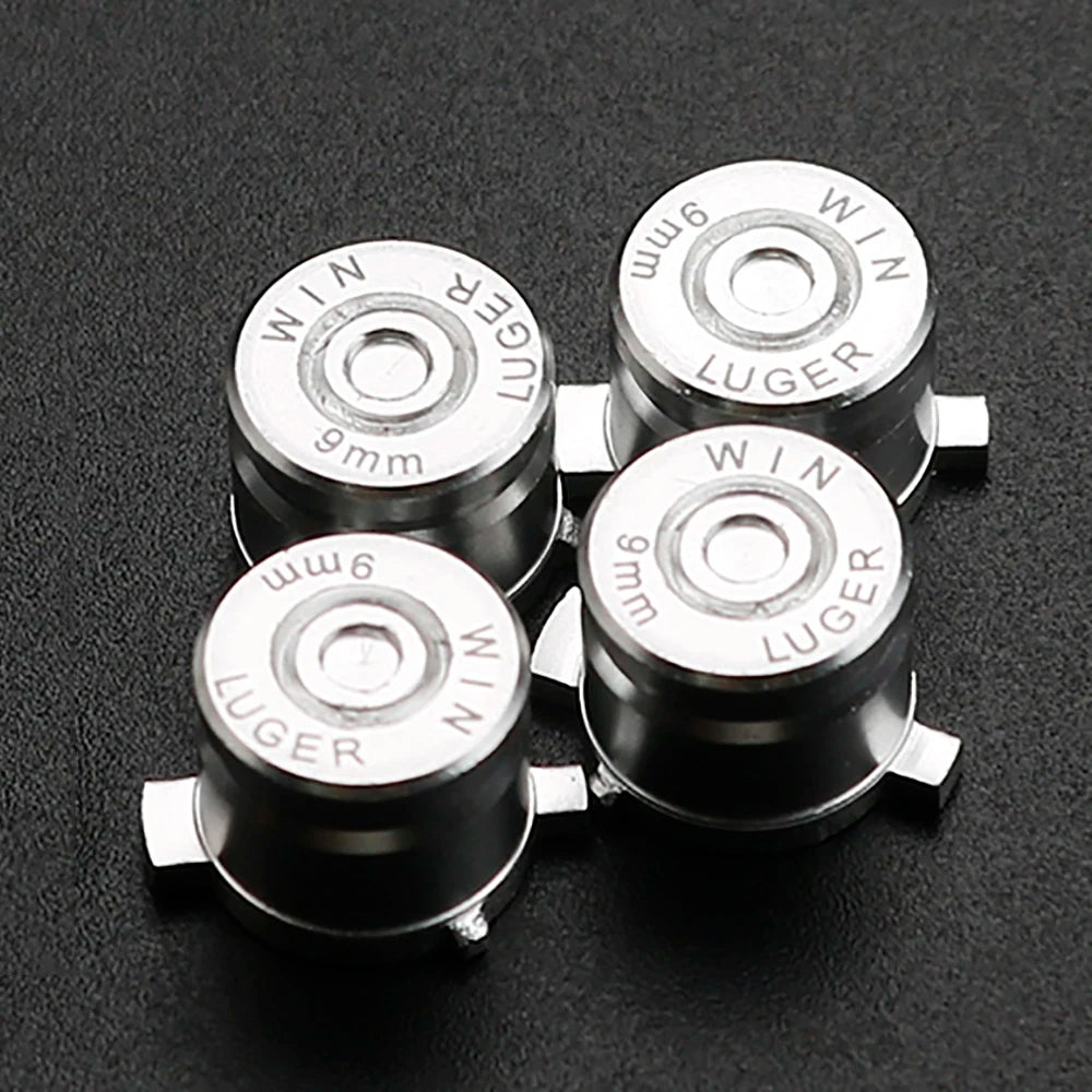 PS4 Thumb Grip Metal Thumb Grips Aluminum Replacement ABXY Bullet Buttons Thumbsticks Chrome D-pad for PS4 SLIM PRO Controller