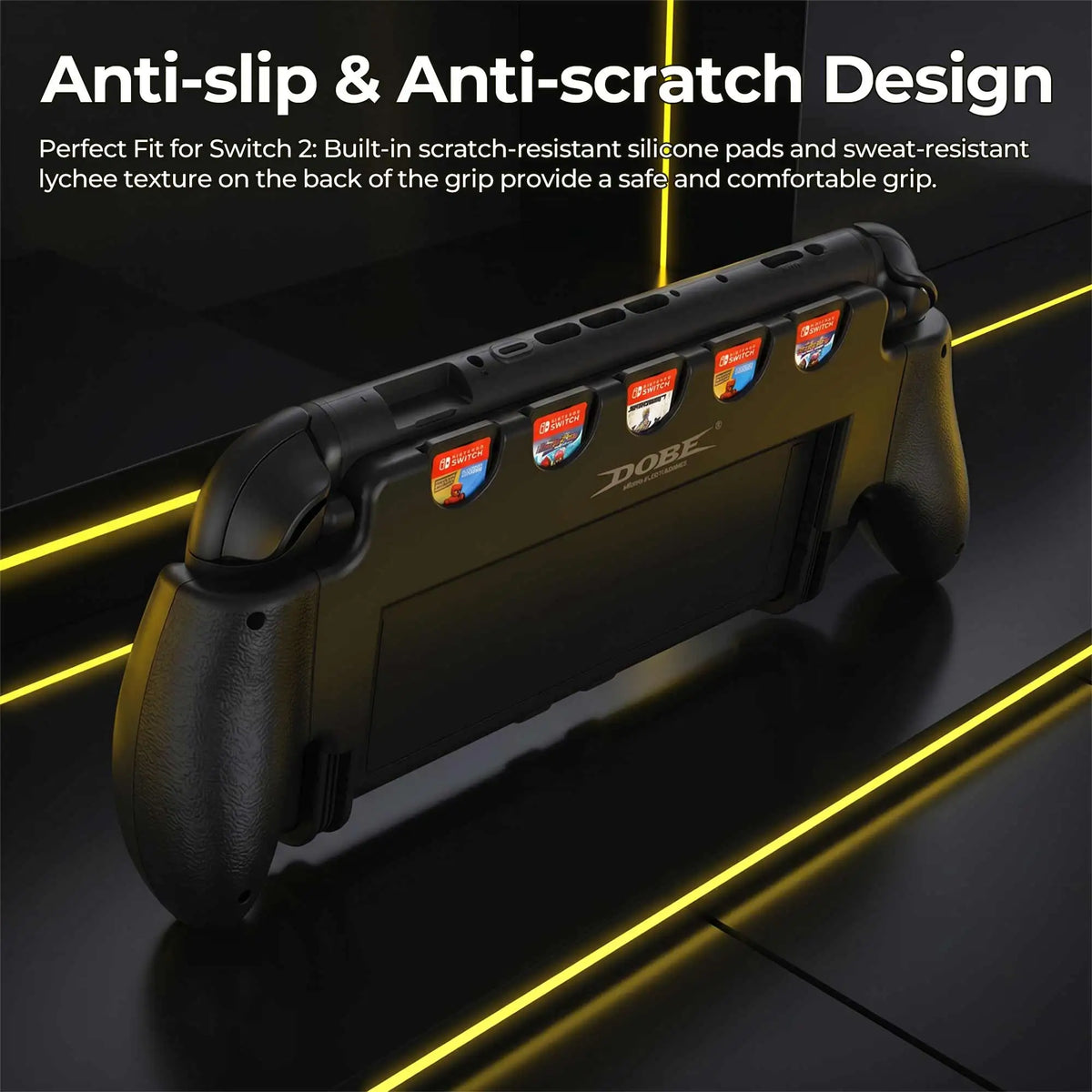 DOBE Grip for Nintendo Switch 2 with 5 Game Card Slots, Anti-Slip