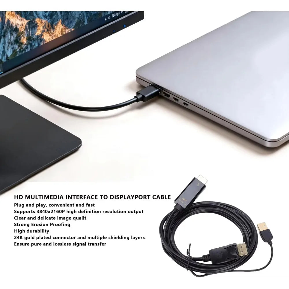 Adapter Cable for PS5, HDMI to DisplayPort, 4K 60Hz