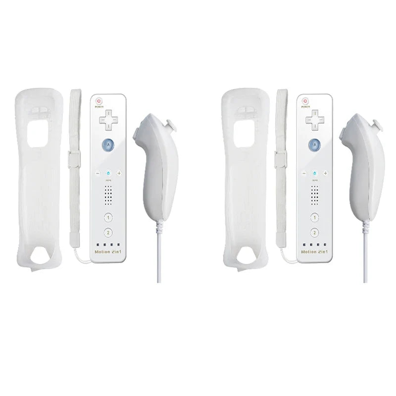 2 in 1 For Nintendo Wii Controller Set Optional Motion Plus Joystick Wireless Remote Gamepad with Silicone Case Video Game