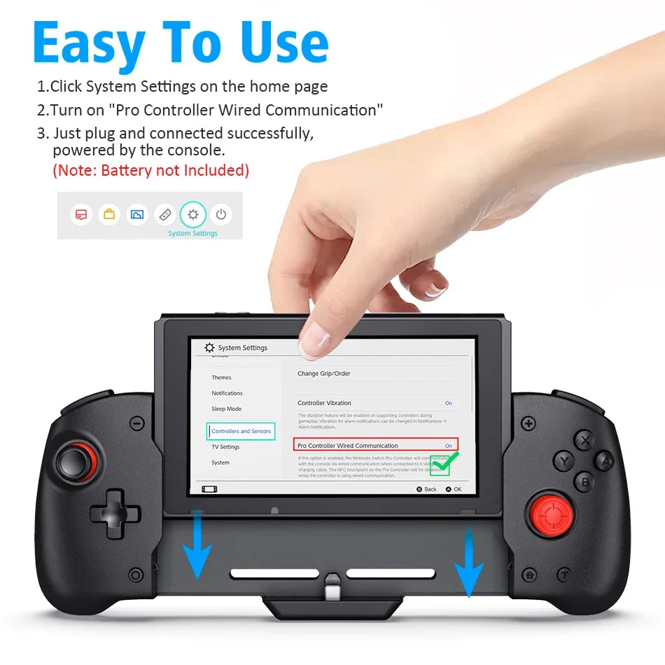Grip Controller IV-SW133 for Nintendo Switch, 6-Axis Gyro, Vibration