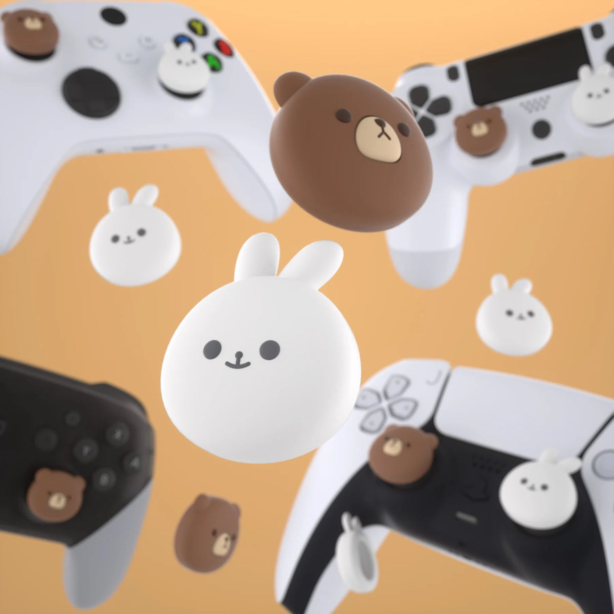 PlayVital Cute Thumb Grips Joystick Cover Thumbstick Caps for PS5/4, Xbox Series X/S, Switch Pro - Animal Series