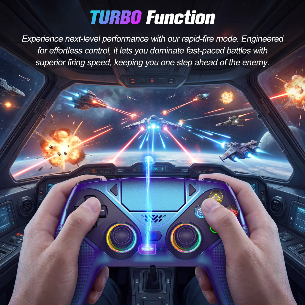 Controller For Playstation 5 PS5/PS5 Pro/Slim/PC,RGB Wireless BT Game Joystick Hall Effect 6 Axis Gyro Dual Shock Turbo Gamepads