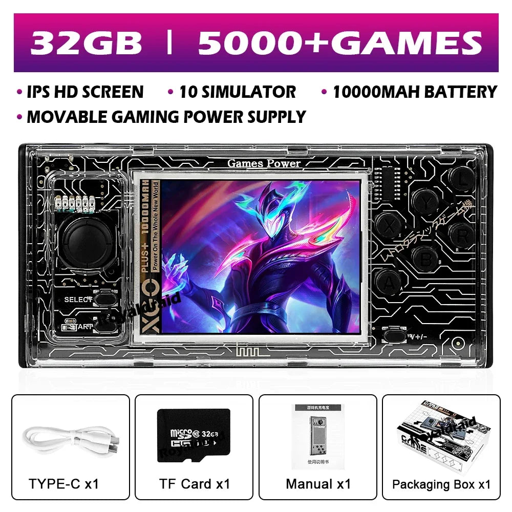 A10 Handheld Game Console and 10000mAh Power Bank, 2-in-1