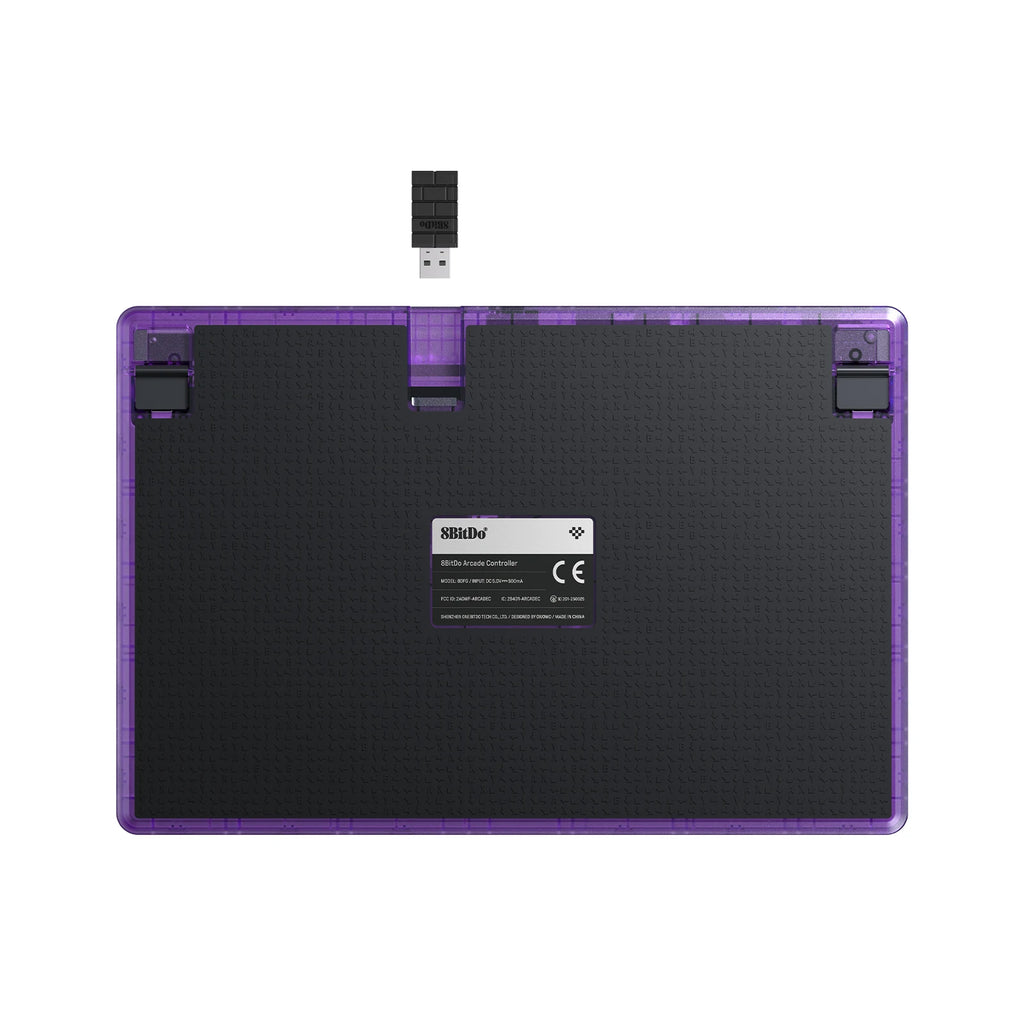 8BitDo Arcade Controller Transparent Purple Signature Edition, Wired, Wireless Bluetooth, 2.4G, Low-profile Mechanical Switches for Nintendo Switch / Switch 2 Windows
