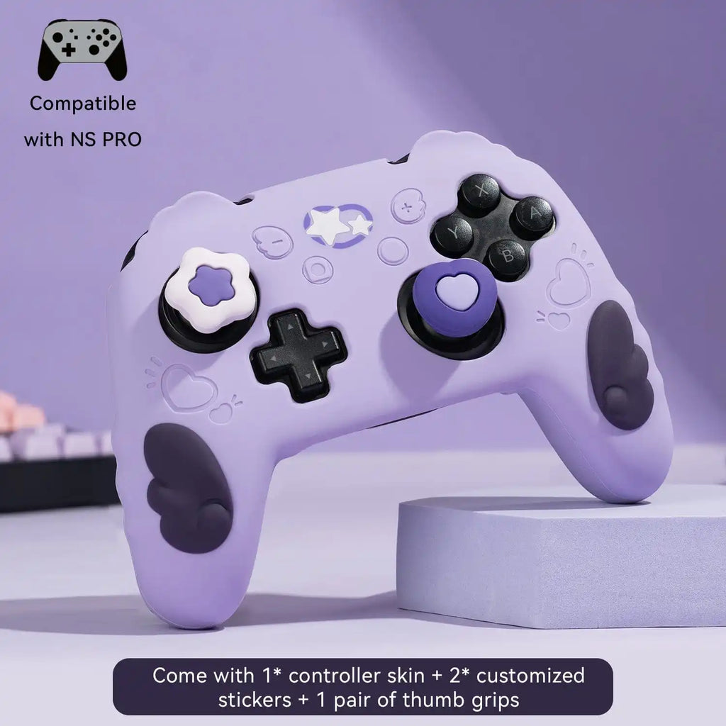 GeekShare Protective Cover Skin for PS5 / NS PRO/Switch 2 PRO Controller with 2 Thumb Grips and 1 Sticker, Star Wings Silicone