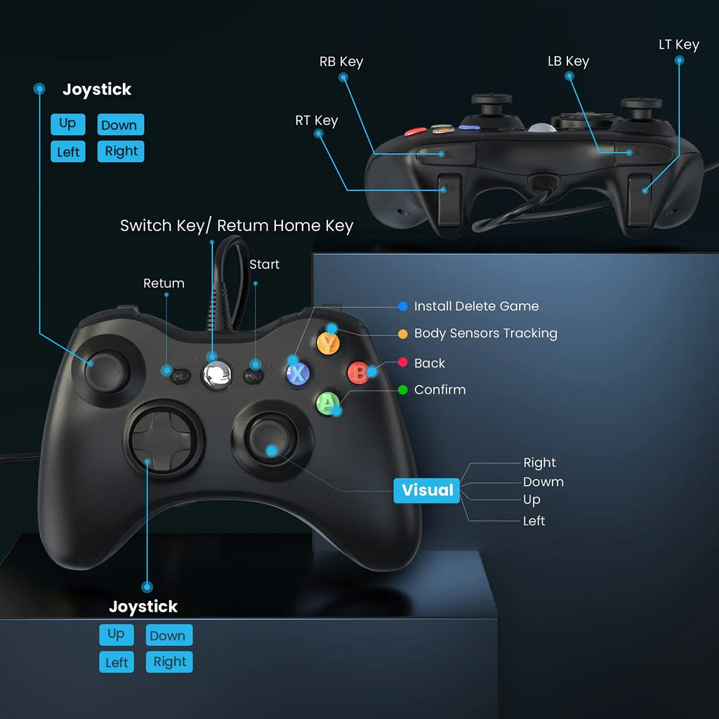Bonacell Wired Controller for Xbox 360 & Slim, PC, Dual Vibration