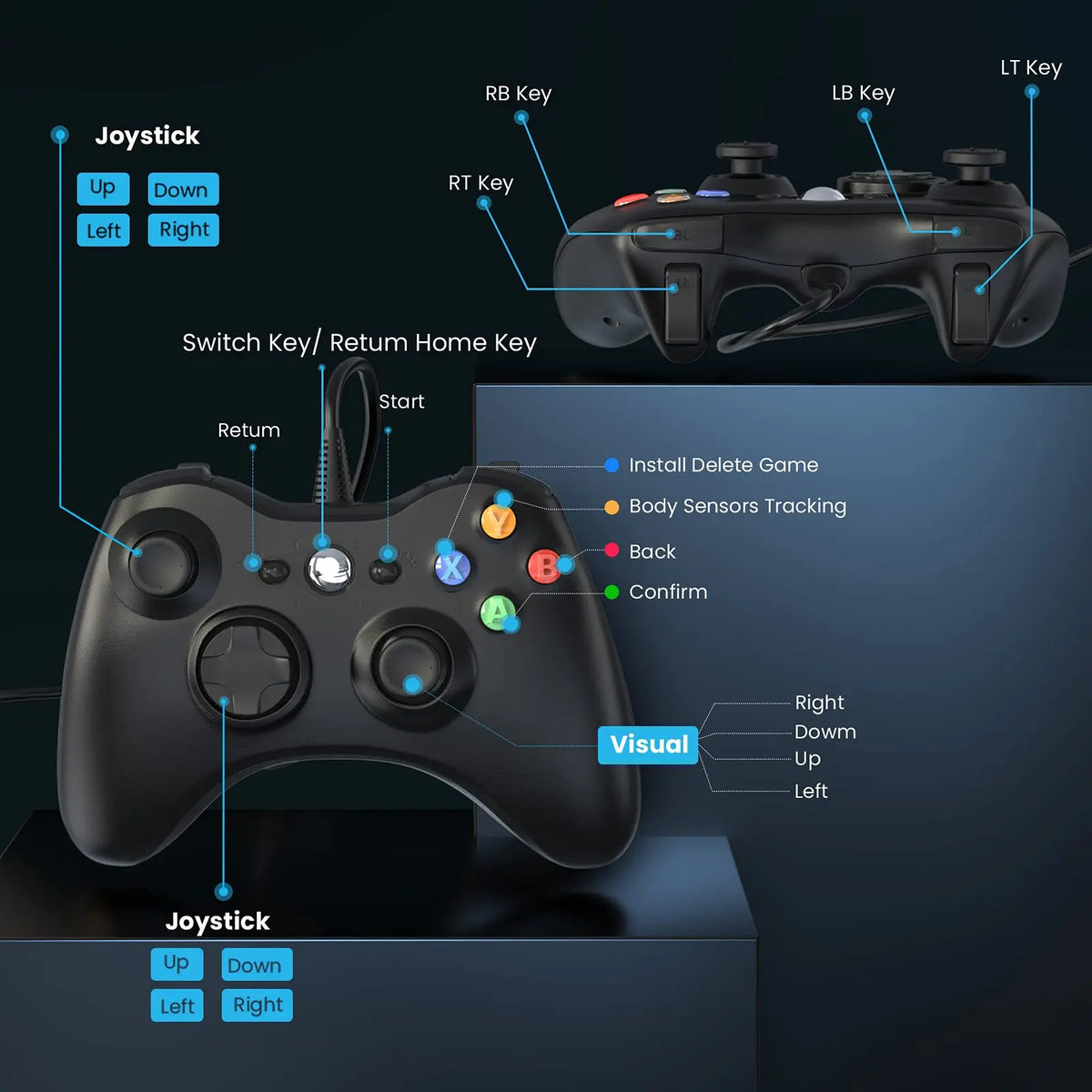Bonacell Wired Controller for Xbox 360 & Slim, PC, Dual Vibration
