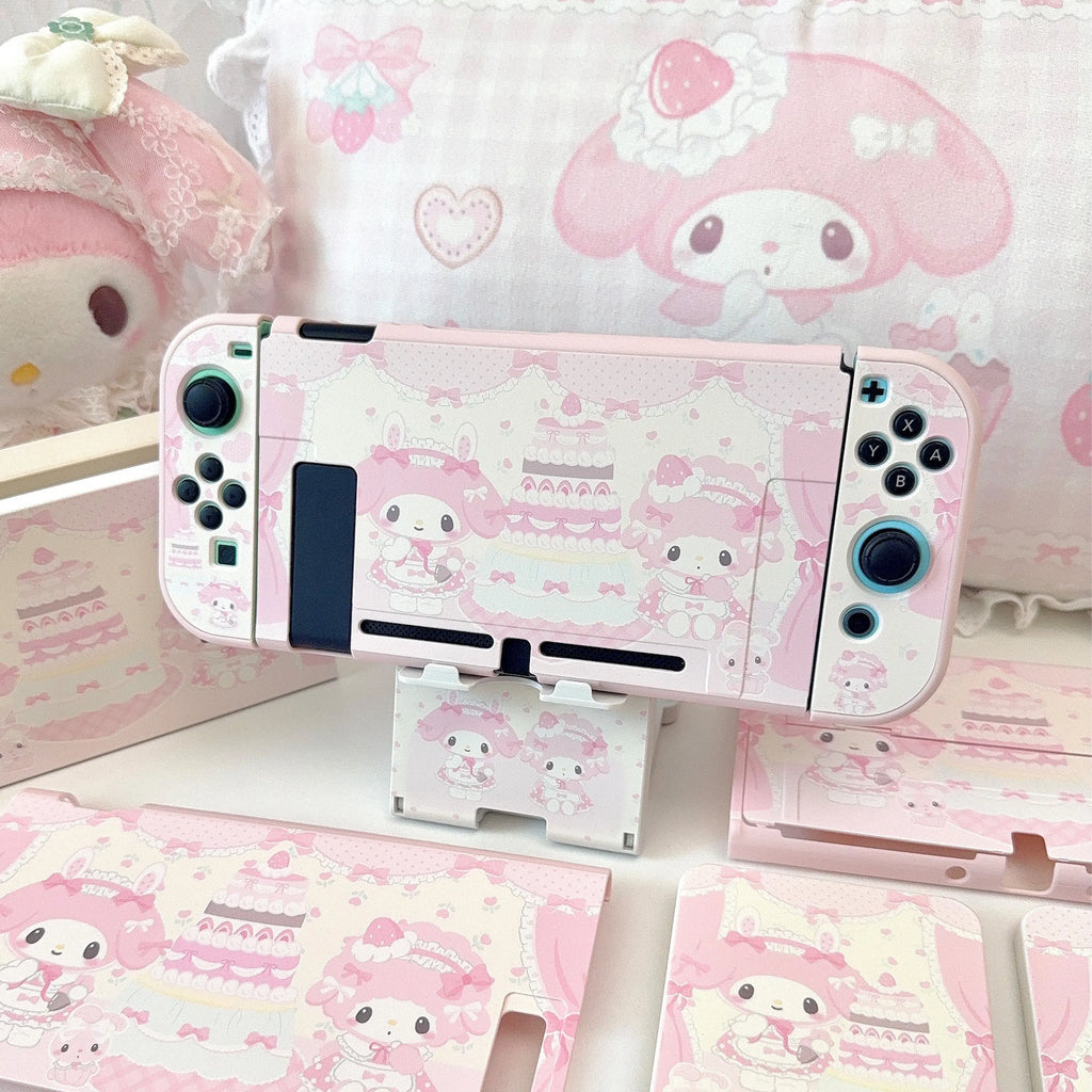 Cartoon Switch Pink Protective Case for Nintendo Switch 2/OLED/Lite Consoles Joy-Con Cases Dock Case Console Stand Accessories