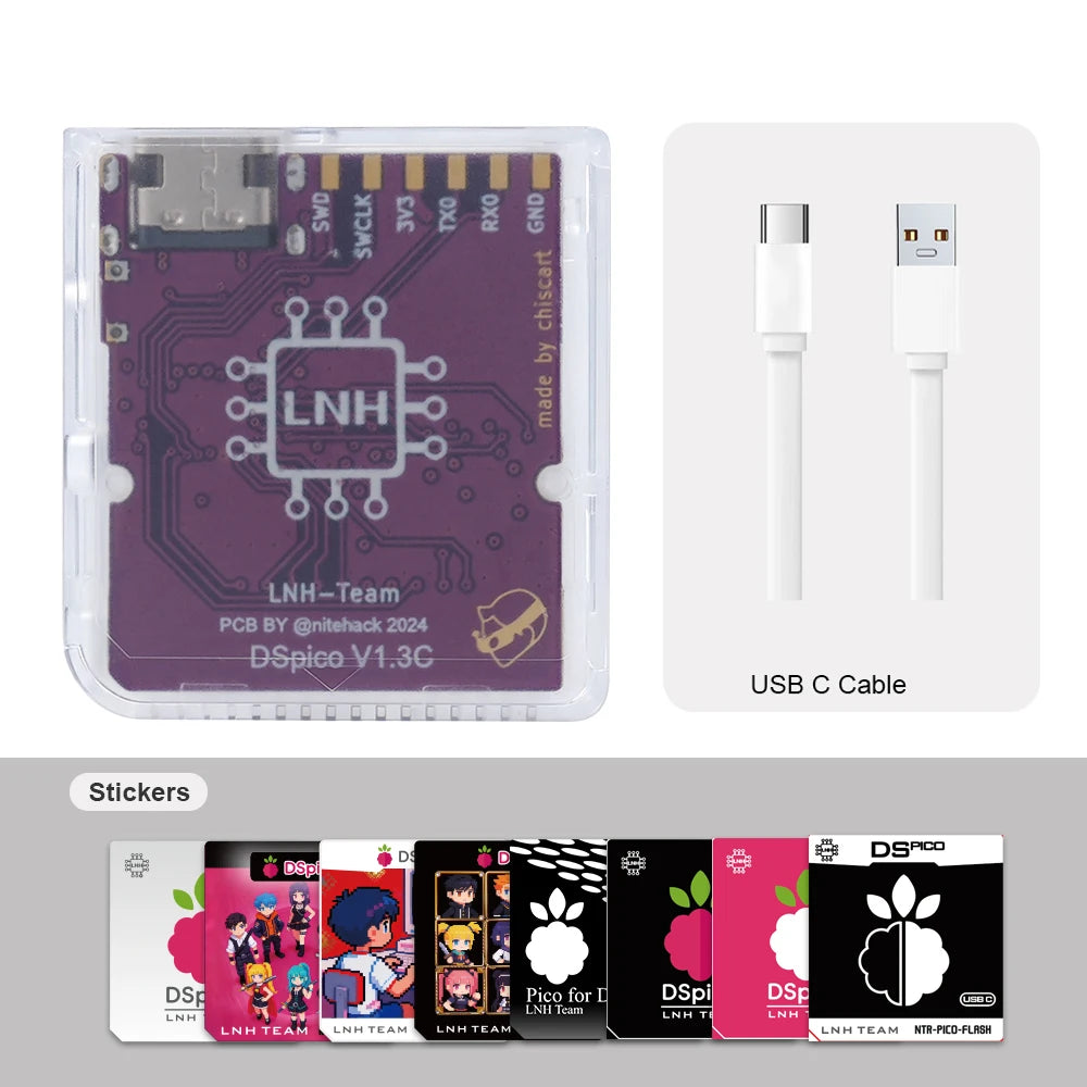 Chisfamily USB-C DSpico Game Reader Adapter 16 MBit Ultra-Low Power With LED RP2040 MCU for Nintendo DS, NDSL, DSi, 3DS Consoles