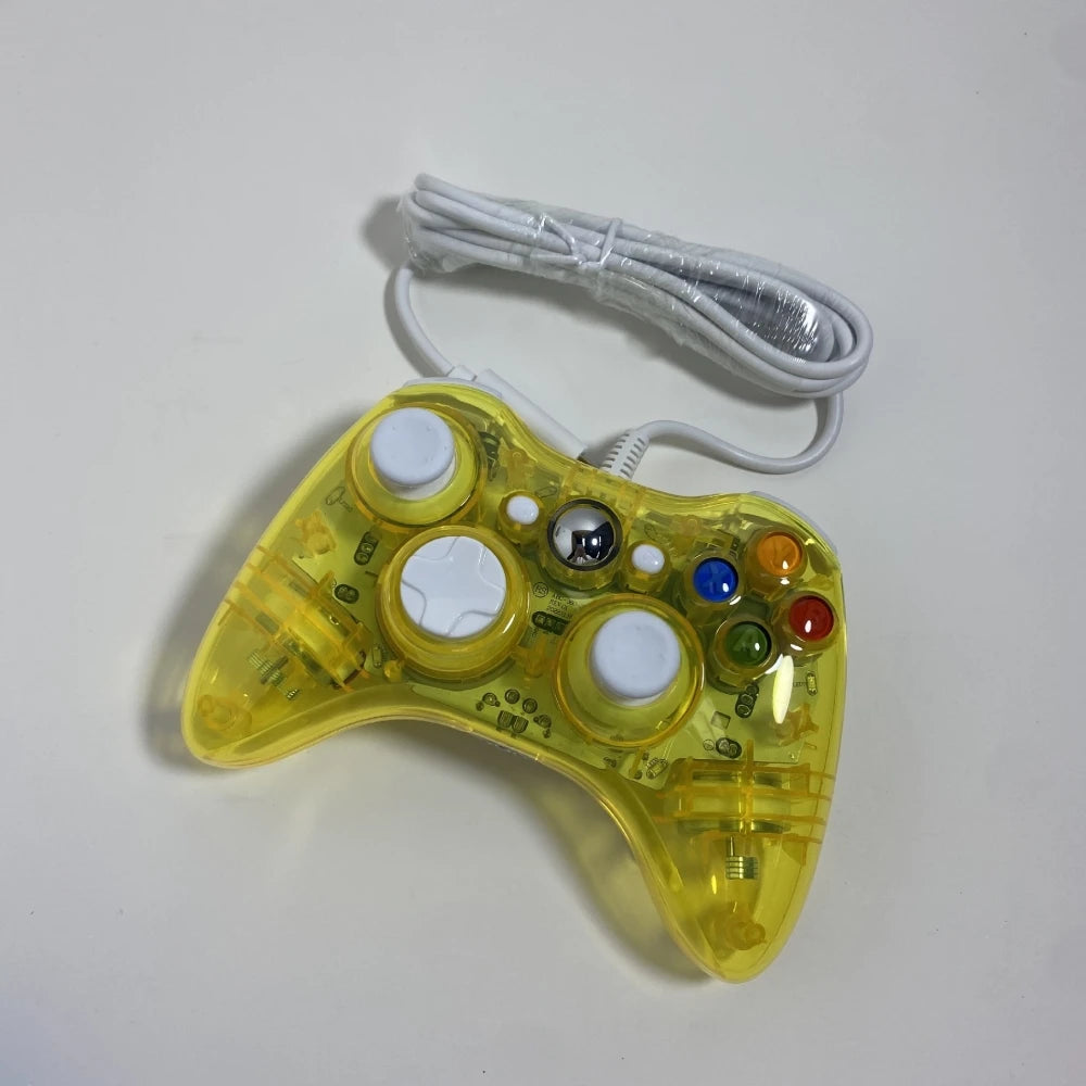 Quality USB Wired Controller Gamepads for Xbox 360 Transparent Shell Joystick Gamepad For Windows PC Computer With LED Light