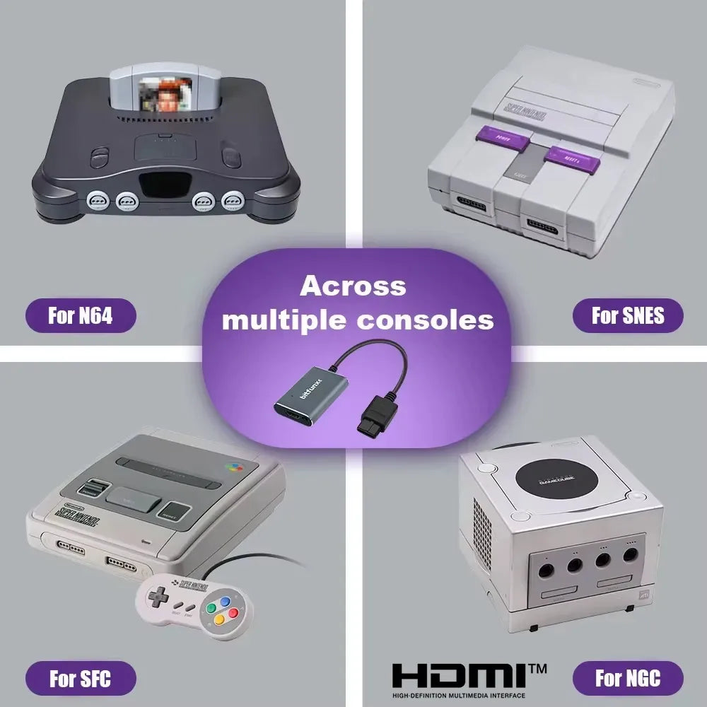 BitFunx SNES Adapter, S-Video and AV to HDMI, 720P