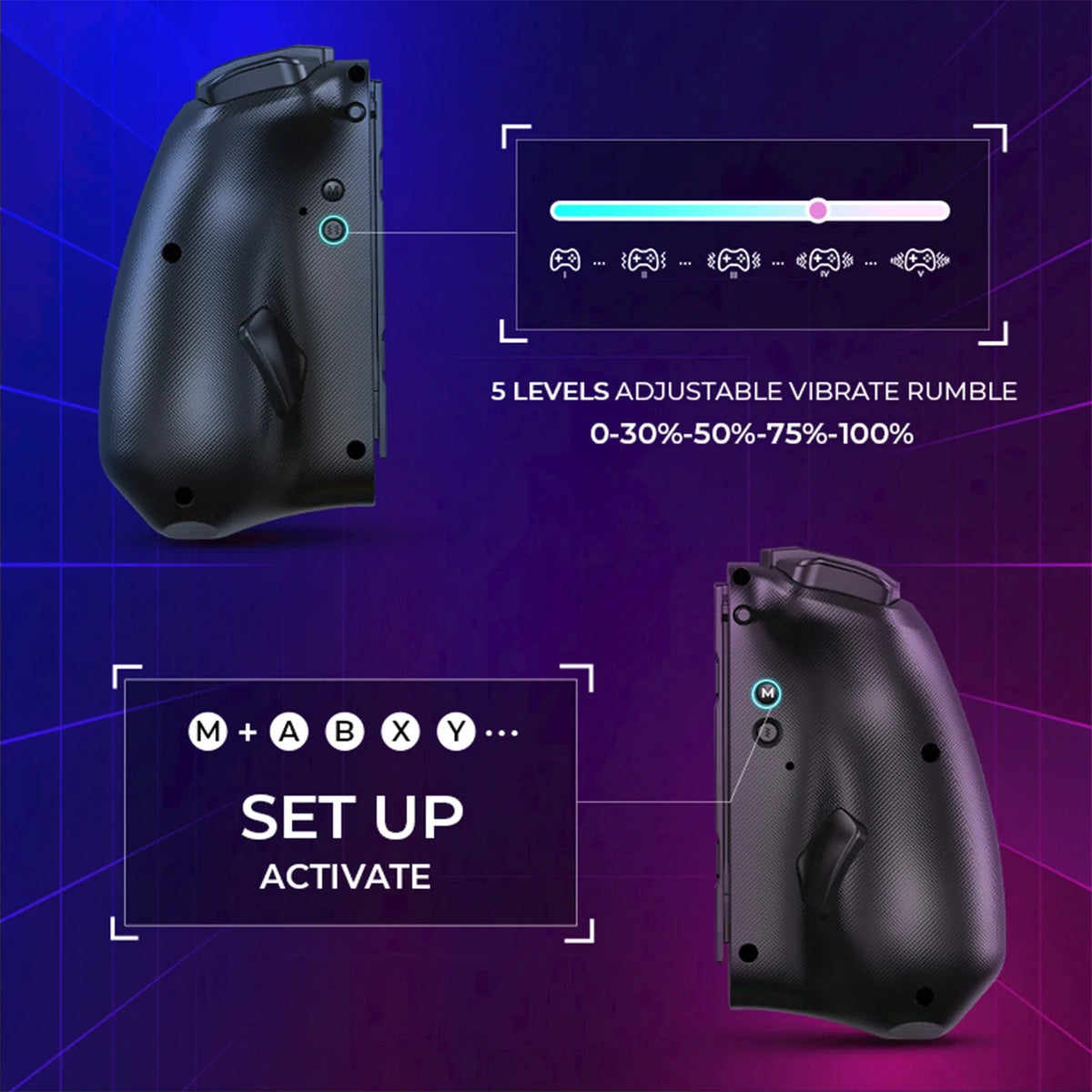 NYXI Hyperion Ergonomic Design Wireless Game Controller Black Gamepad with RGB Lights for Nintendo Switch
