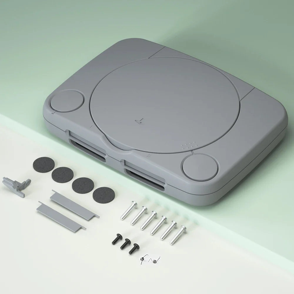 BitFunx Classic Grey ABS Replacement Shell Housing Case with Mounting Accessories For PS One Game Console