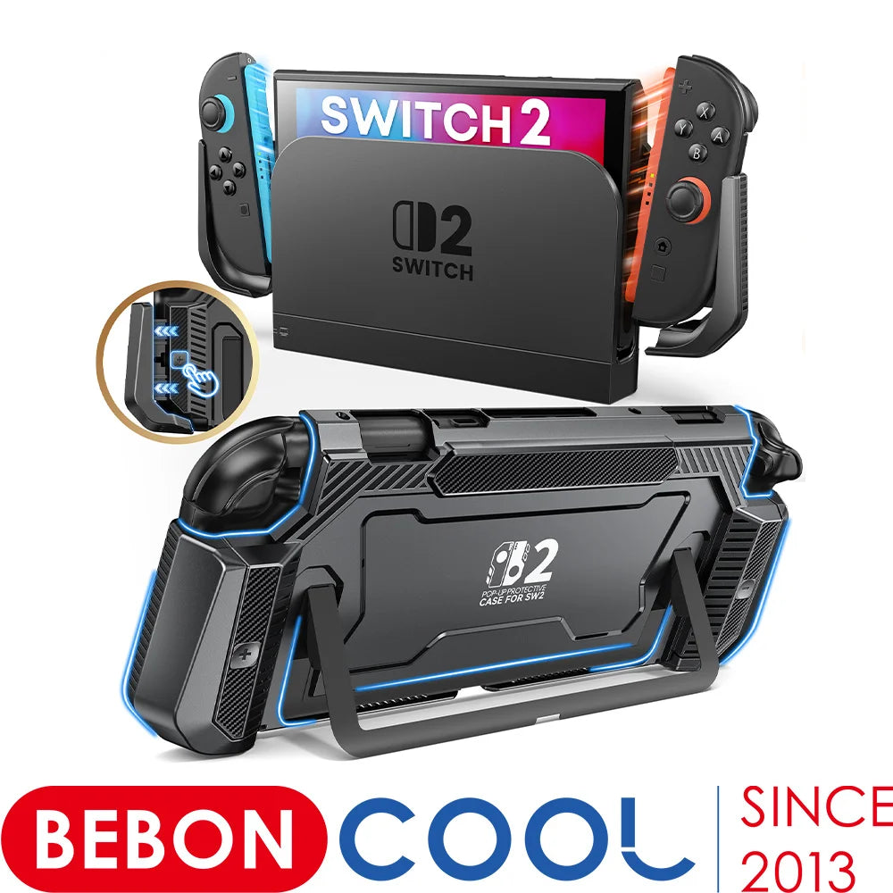 Pop-Up Case for Nintendo Switch 2, BEBONCOOL Ergonomic PC Grip