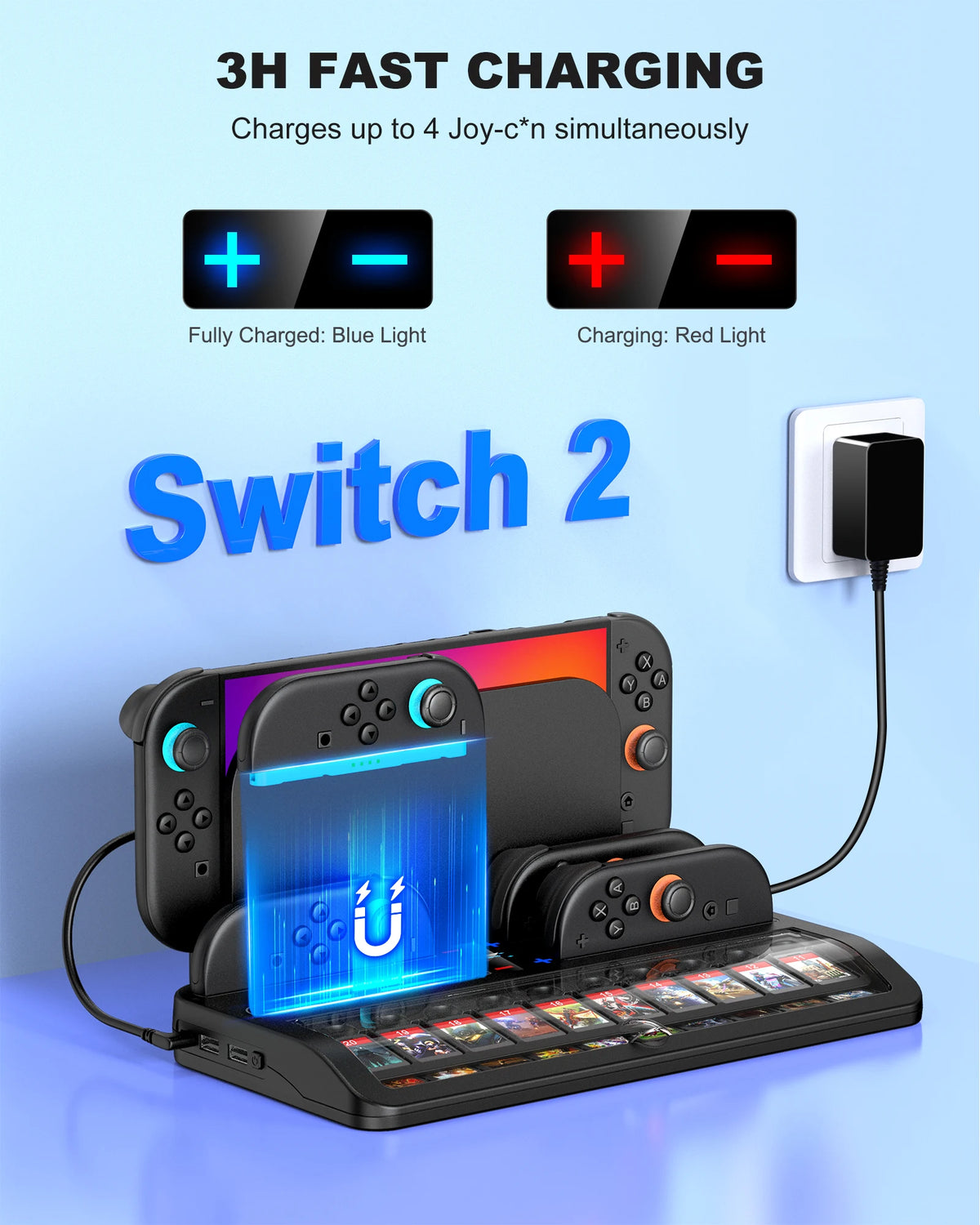 BEBONCOOL Dock for Nintendo Switch 2 with 20 Game Card Slots