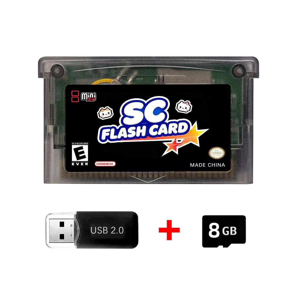 DGETG SCFW V2.0 GBA/GBC Flash Cart, 5000+ Retro Games, 8G TF