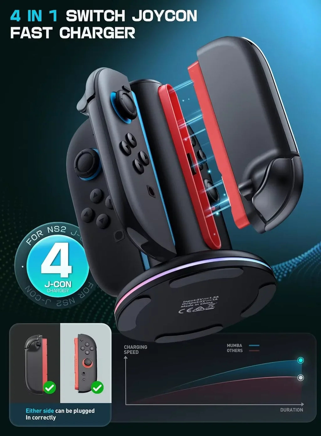 Fast Charging Dock 4-In-1 Charger Station For Switch 2 Joy Con Accessories Switch2 Joycon Controller Stand