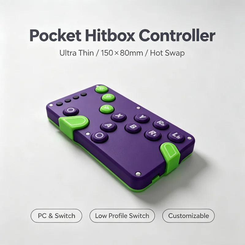 Pocket Hitbox Arcade Controller, Ultra-Thin, Hot-Swap, PC/Switch