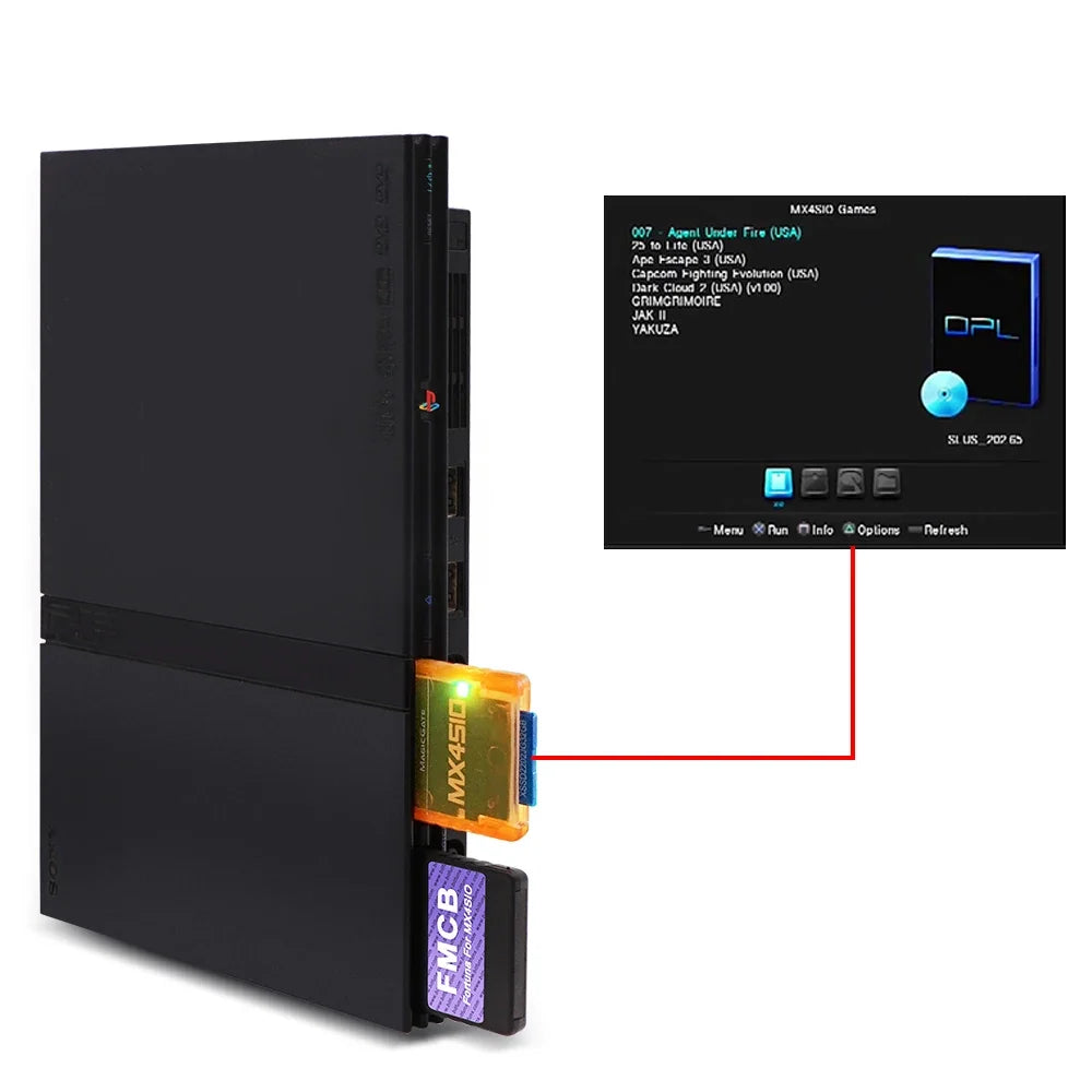 BitFunx MX4SIO Adapter for PS2, SIO2SD TF/SD Card Slot